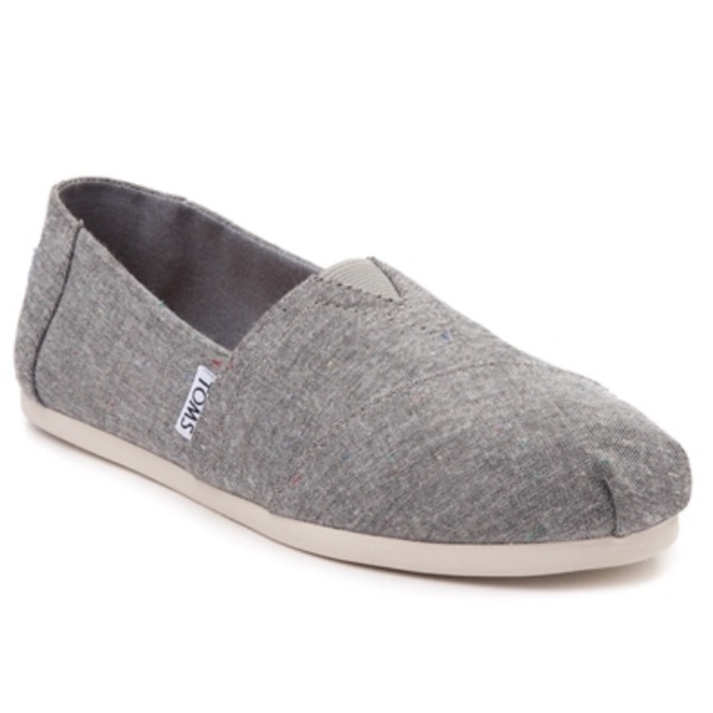 NWT Toms Black Speckle Chambray Classic Slip-On